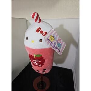 New Hello Kitty Boba Pink and White Plush Toy Sanrio NWT D1